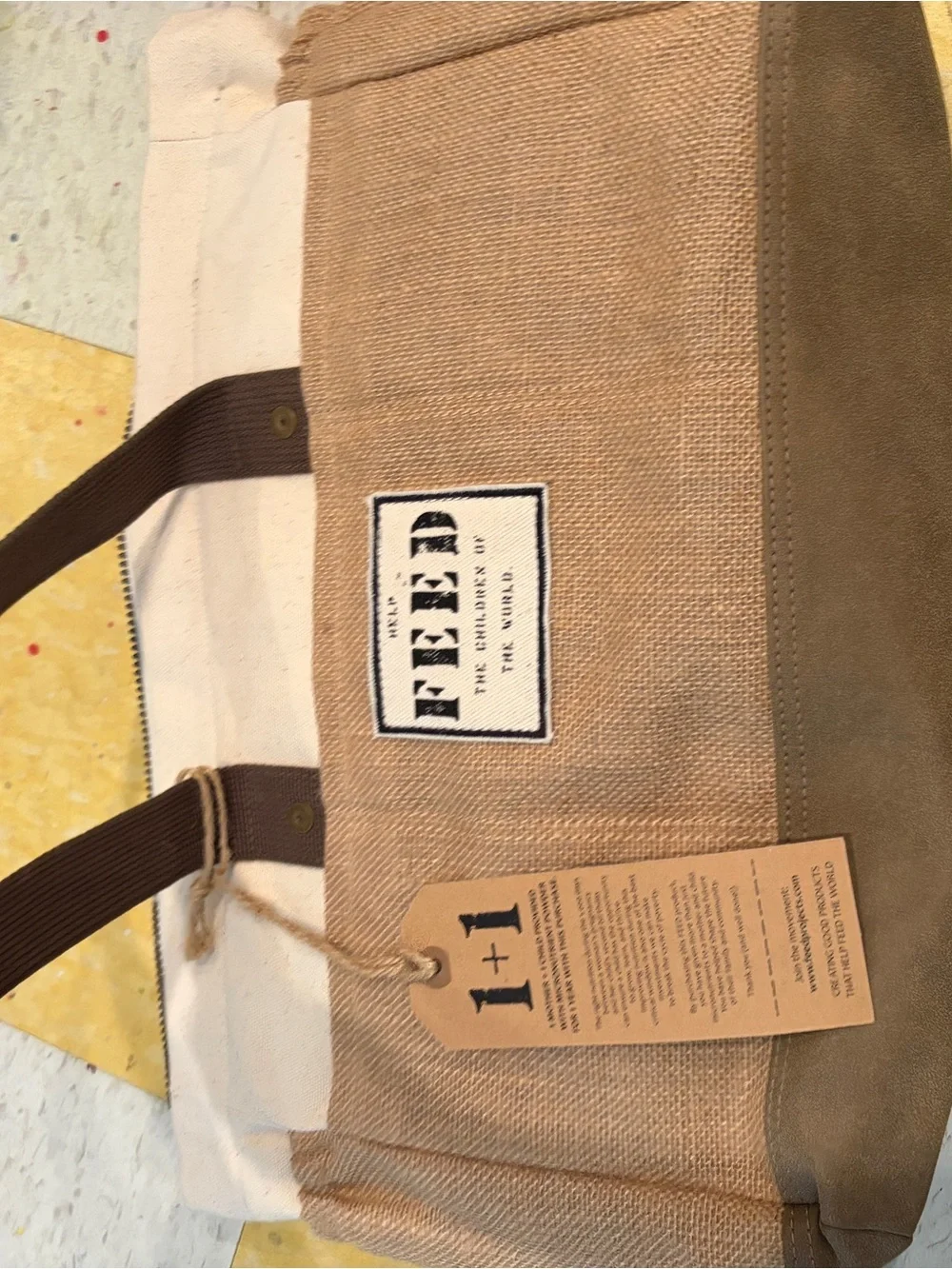 Canvas & Suede Men's Tote Bag in Khaki